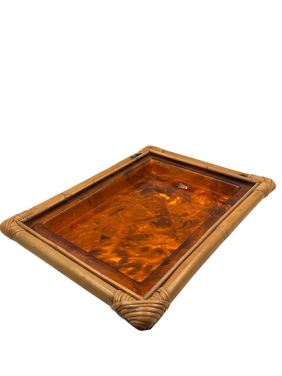 Image 1 of Hollywood Regency bamboe dienblad, Italië 1970