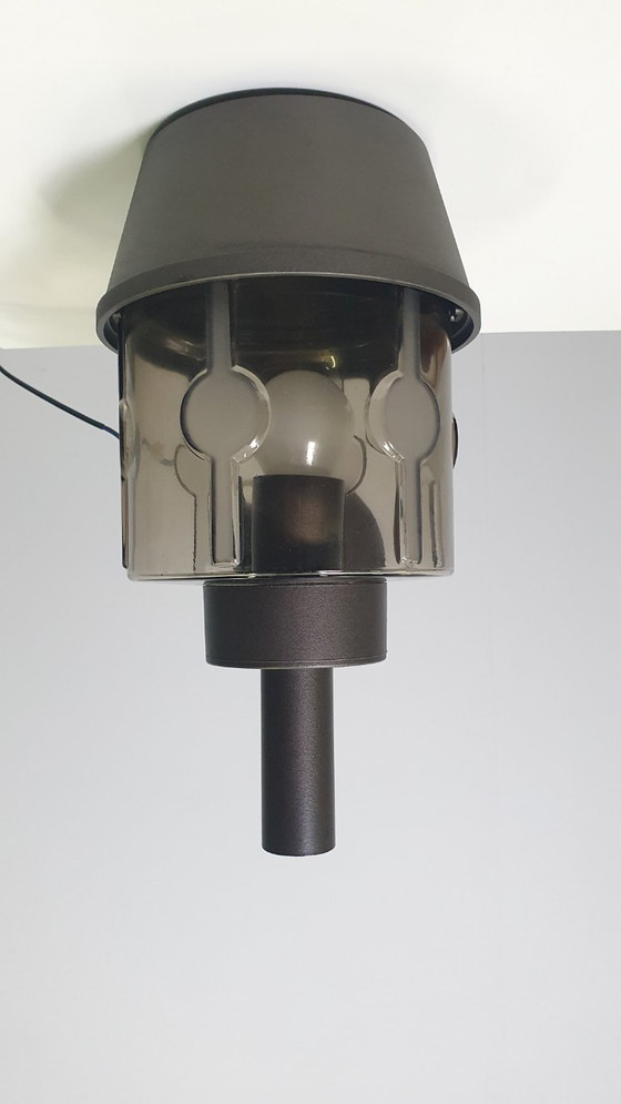 Image 1 of Applique murale vintage Hoffmeister en verre fumé brun, style années 70, époque spatiale