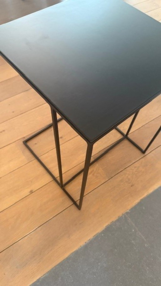 Beistelltisch aus schwarzem Leder von Minotti