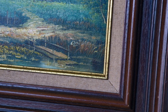 Image 1 of Atmospheric Dutch Polder Landscape in the style of the Hague School – Oil paint
