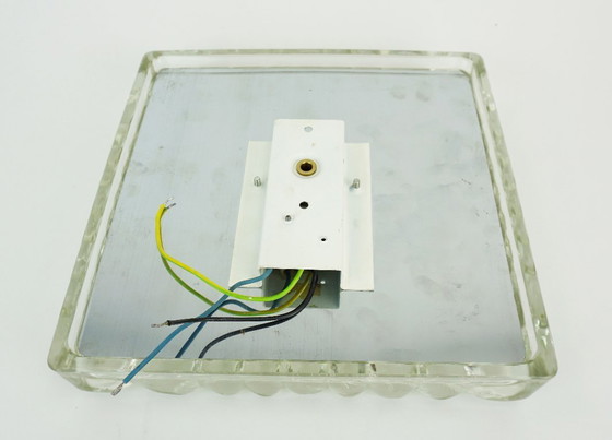 Image 1 of zware ijsglazen WANDLAMP uit het midden van de eeuw, jaren 60, 70 schans hustadt-leuchten