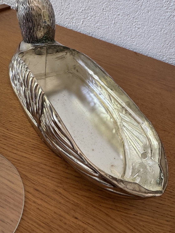 Image 1 of Gänseleberplatte zoomorph versilbertes Metall