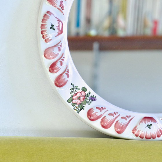 Image 1 of Large Handmade Ceramic Mirror from Moustiers by Dellerie