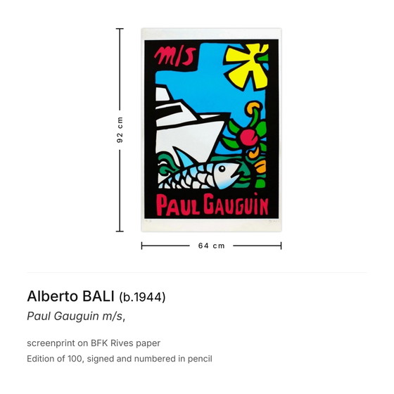 Alberto Bali Signed Screenprint Paul Gauguin M/S – Lithographs & prints, Paper (photo 3 of 5)