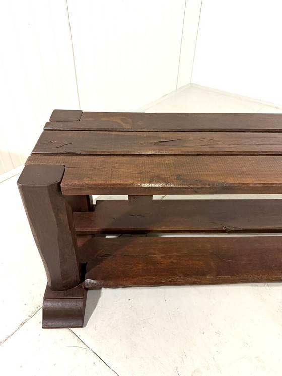 Image 1 of Large Brutalist Oak Bench/Wall Table 1900's