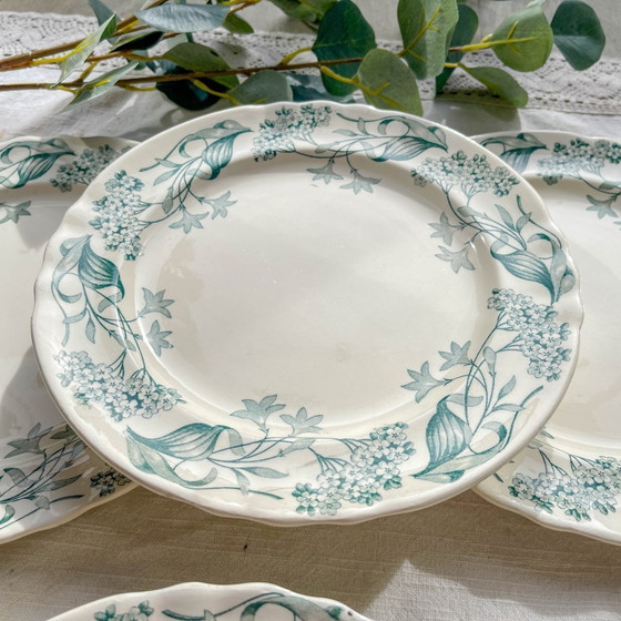 Set di 6 Piatti Piani Antichi in Ironstone "Lilac" - Longchamp, XIX Secolo – Stoviglie, Vintage (photo 5 of 9)