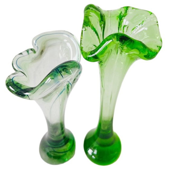 Image 1 of Ensemble de vases en verre de Murano vert du Mid Century années 1950