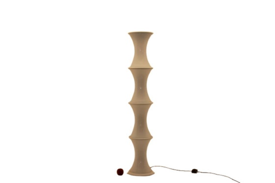 Image 1 of Enrico Tronconi Stehleuchte 'Bambus', aus weißem Opalglas.  70er Jahre.