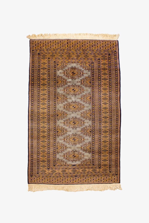 Antique Wool Persian Bokhara Rug with Grey-Brown Pattern – vloerkleden en tapijten