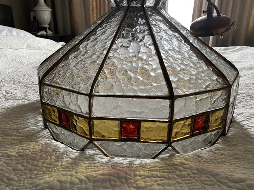 Grote zware Italiaanse Poliarte glazen plafondlamp 1960 brutalist