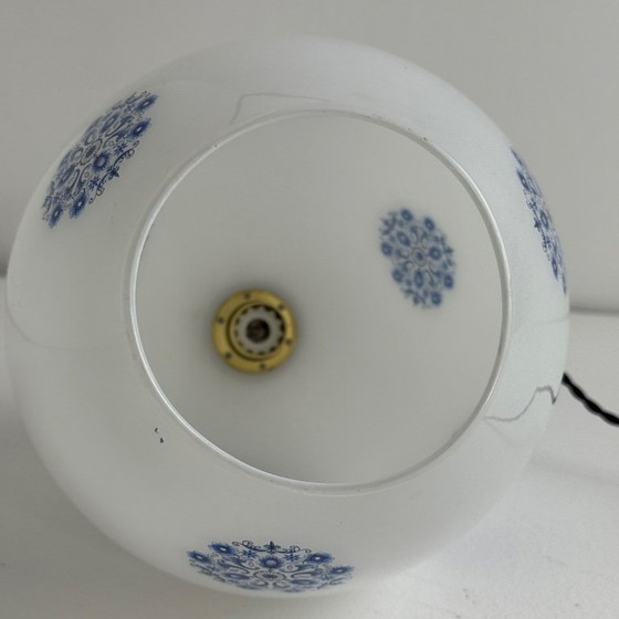 Large Vintage Ovoid Opaline Pendant Lamp 1970 – Glass (photo 10 of 11)
