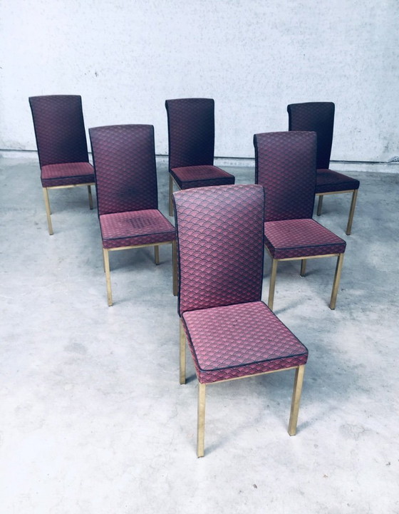 Image 1 of Set van 6 eetkamerstoelen in Hollywood Regency-stijl uit de jaren 70, België