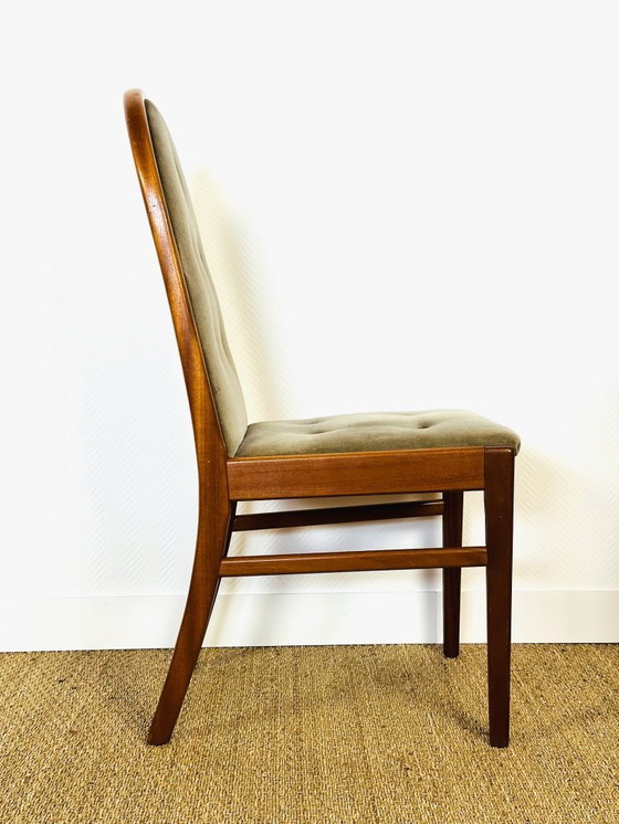 Image 1 of Set di 4 sedie da pranzo vintage in noce e velluto verde di G-Plan, 1970