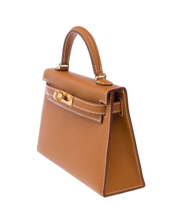 Image 1 of Sac HERMES Kelly Mini en Cuir Doré - 103261 Verkoopprijs