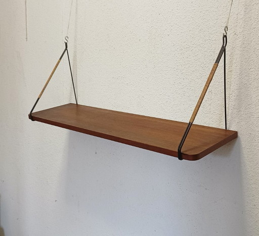 Elegante estante de pared de los años 50 con 1 estante. – wandrek, Metal, Wood, Vintage