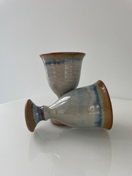 Image 1 of Set van 2 Handgemaakte Keramieken Kelken – Frans v/d Berg
