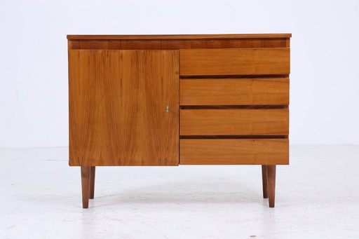 Vintage walnut drawer chest 60s | Mid - Century cabinet | Retro wood storage #05-82