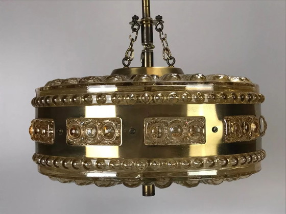 Image 1 of 60s 70s hanglamp bollamp bubble messing glas space age design