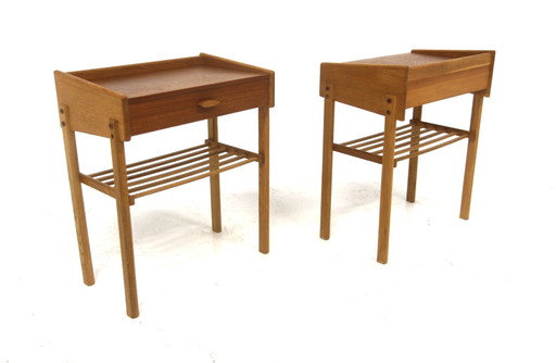 Scandinavische Teak Nachtkastjes, Zweden, 1960, set van 2
