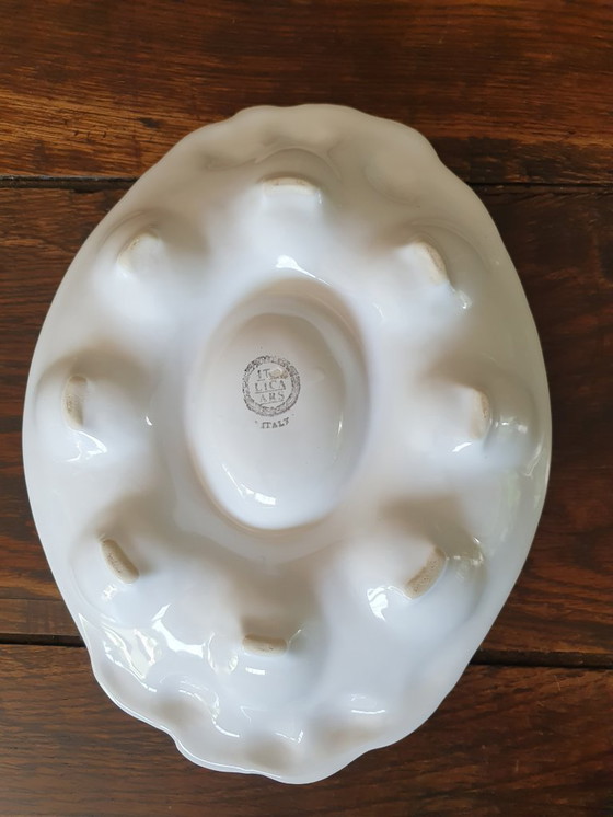 Image 1 of Piatto per uova dall'Italia firmato Italica Ars 32x24 cm