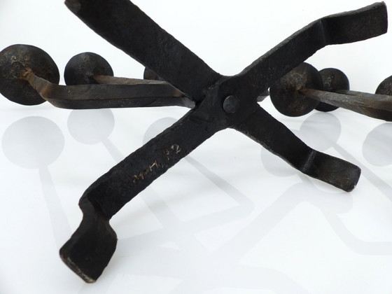 Image 1 of brutalist-candlesticks-fer-forge-artisan-1972-france_pair_brutalist-forged-iron-candlesticks-sculptural