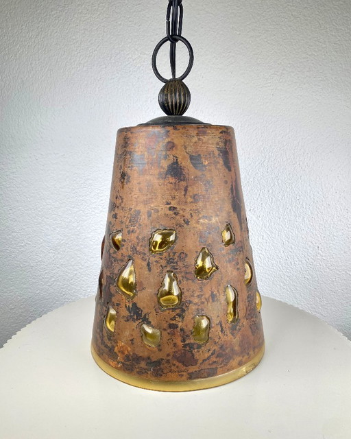 Vintage Brutalist Pendant Lamp by Nanny Still-McKinney for Raak Amsterdam – Dark Mid Century Modern Large Hanging Light, 1960s