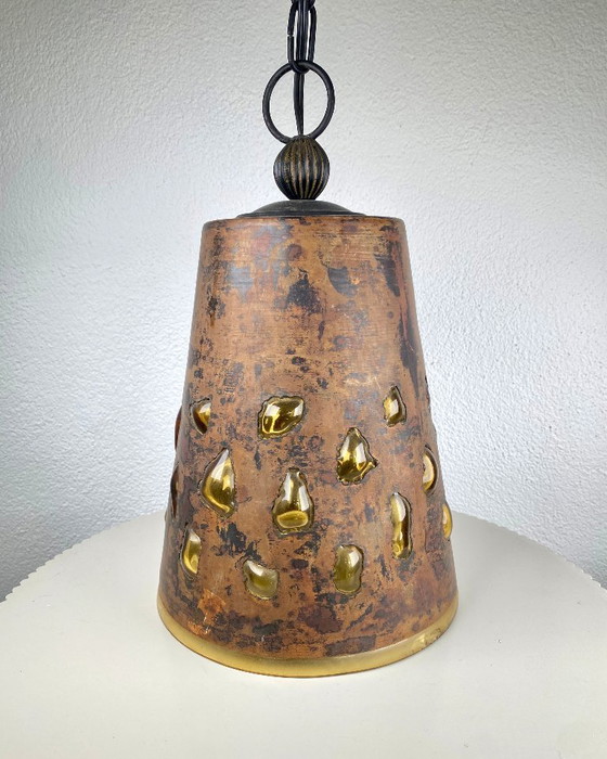 Image 1 of Vintage Brutalist Pendant Lamp by Nanny Still-McKinney for Raak Amsterdam – Dark Mid Century Modern Large Hanging Light, 1960s