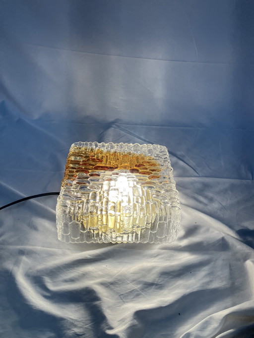 Vintage glass ceiling lamp RZB Zimmermann Bamberg ochre glass