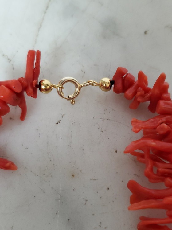 Image 1 of Sieraden - Ketting van bloedrood koraal met franje. (ref 4044)