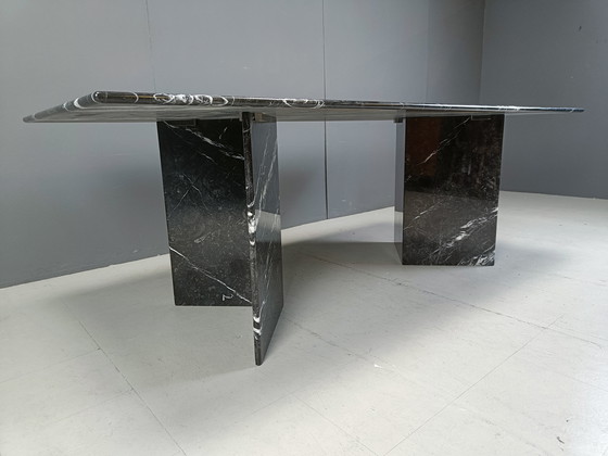 Image 1 of Vintage Black Marble Dining Table, 1970S 