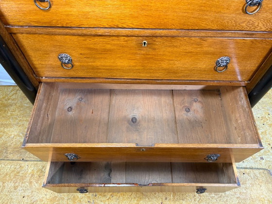 Image 1 of Antique Dutch Oak Empire Chiffonier Chest of Drawers ca1820  A striking and elegant antique Dutch Empire chiffonier chest of dra