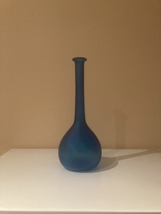 Image 1 of Vintage Azure Frosted Glass Vase