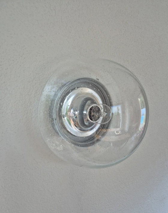 Image 1 of Glashütte Limburg 2921 Bubble-Glass Wall Lamp, E27, Ø 29 cm, Halo Effect Vintage.