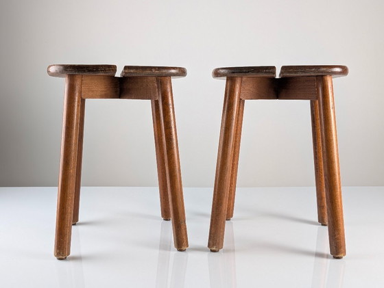 Image 1 of Coppia di sgabelli in legno di Pierre Gautier Delaye, Francia, anni '60
