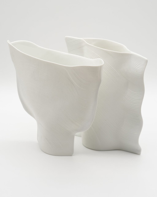 Kunstvaas Duo Rosenthal Studio Lijn Design Johan van Loon Fijn Porselein 80s 18cm