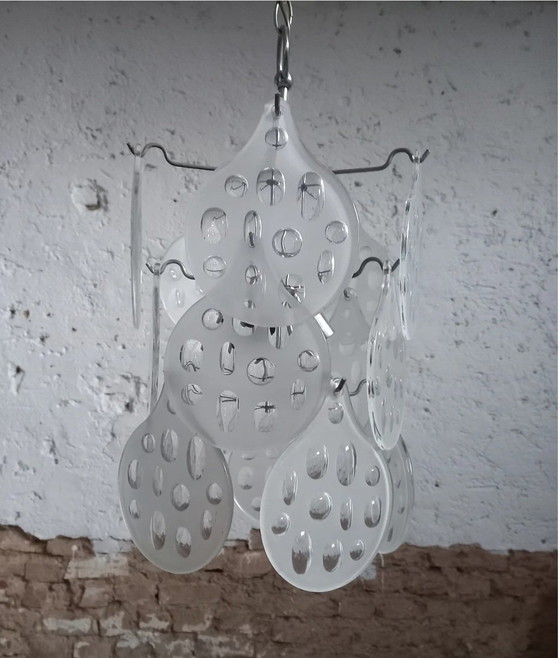 Image 1 of Three-Light Chandelier with Vistosi Glass Discs
