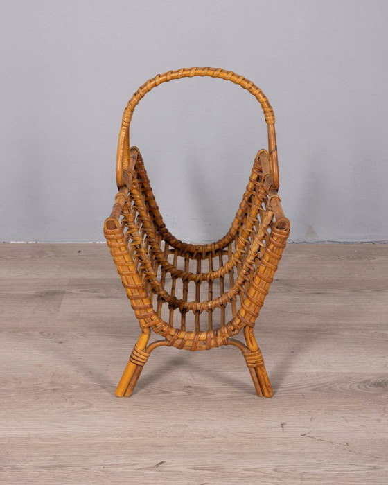 Vintage 1960s Italian Design Bamboo Magazine Rack (photo 5 of 7)