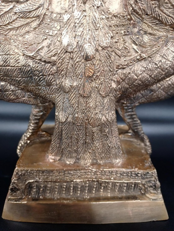 Image 1 of Grande Sculpture Divinité Oiseau GARUDA Asiatique en bronze doré 