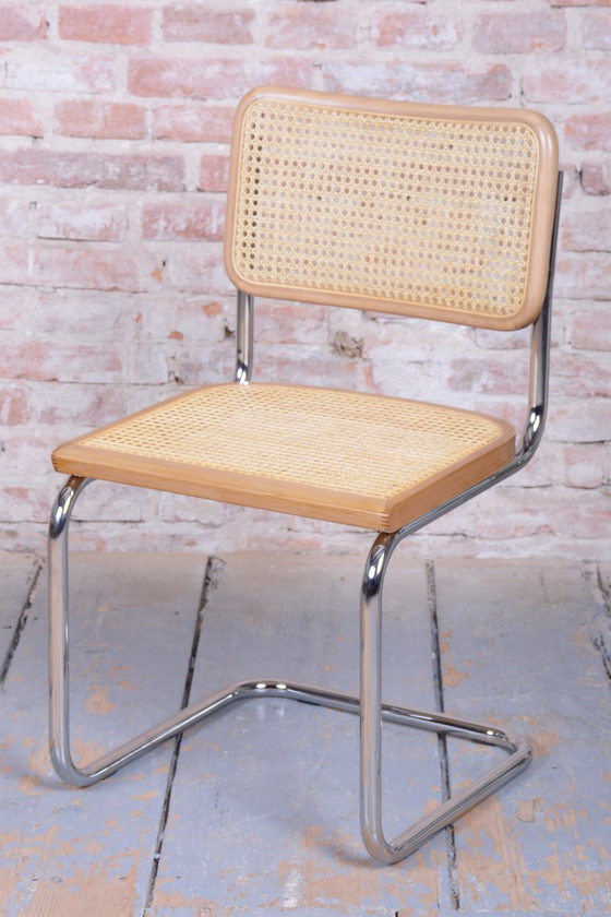 Restored Bauhaus Cesca Chair, by Marcel Breuer, Chrome, Beech, Italy, 1980s, Dining chairs, Rattan, Wood (photo 9 of 15)