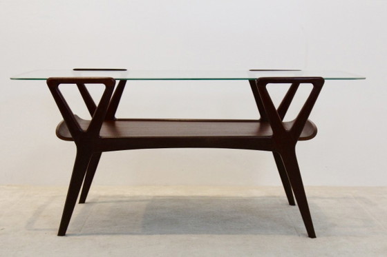 Scandinavische Teak Salontafel met Glazen blad, Koffietafelboeken, Scandinavian (foto 8 van 10)
