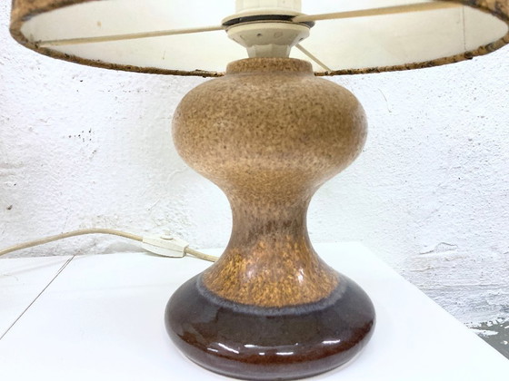 Image 1 of 2 Leola table lamps, ceramic base, cork shade, 1970s/80s