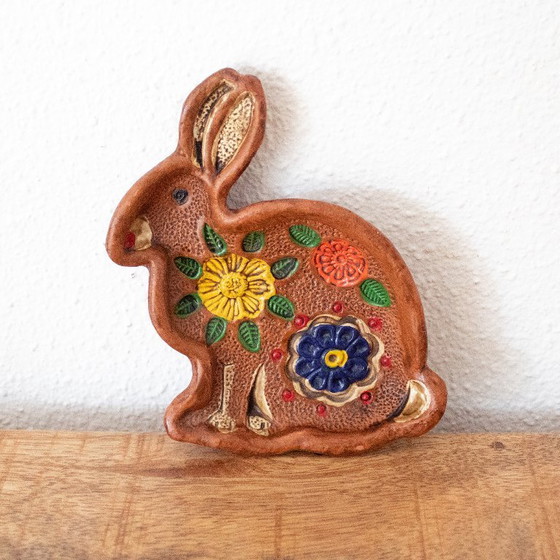 Image 1 of Bunte Keramikschale in Hasenform, signiert Ceramica Marquez