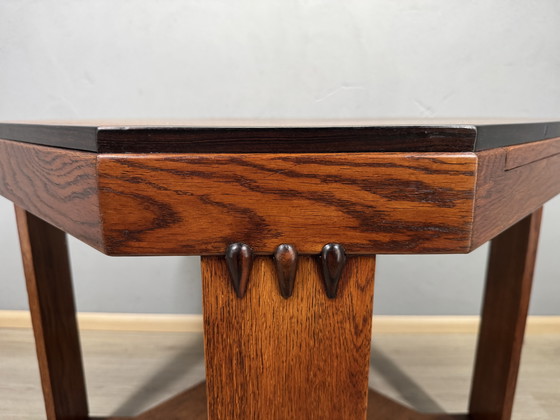 Image 1 of Tavolino della Scuola di Amsterdam - Art Déco (circa 1900-1920) - con lati allungabili