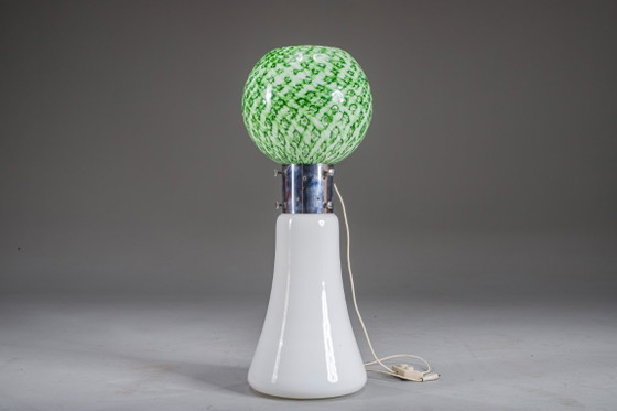 Image 1 of Murano Floor Lamp in Green Glitter Glass attributed to Mazzega, 1960s