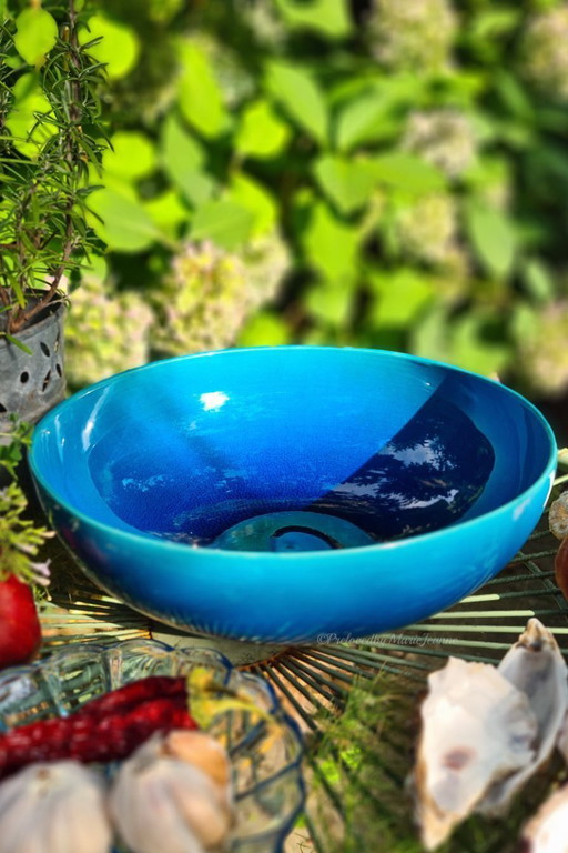 1x Carl-Harry Stalhåne per Rörstrand, bellissima ciotola smaltata all'uovo blu