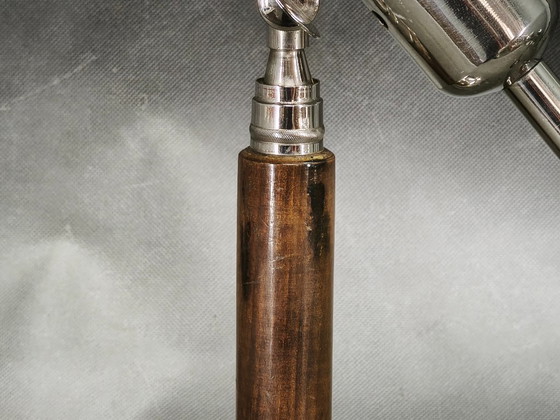 Image 1 of 1930s Bauhaus Chrome Table Lamp with Beech Handle, Czechoslovakia