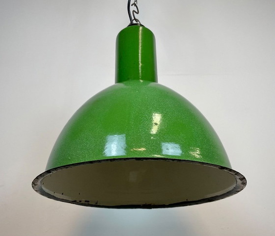 Image 1 of Industrial Soviet Green Enamel Pendant Lamp, 1960s