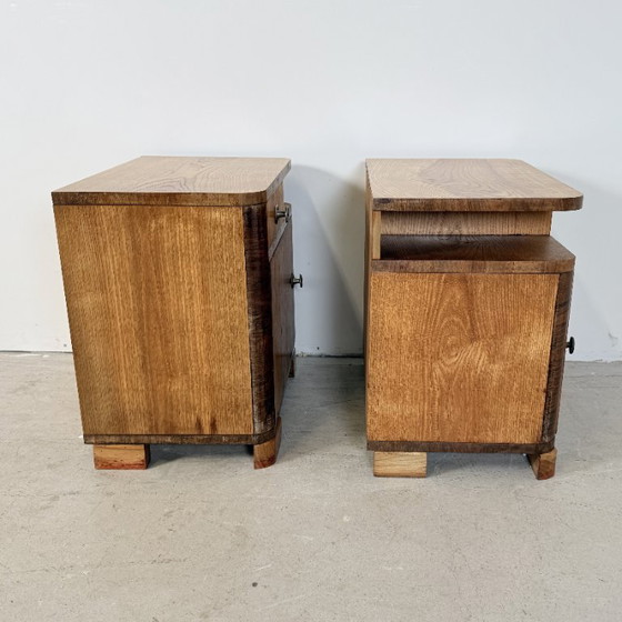 Set van Twee Art Deco Nachtkastjes, Streamline Design, Jaren '50 – Wood (photo 11 of 15)