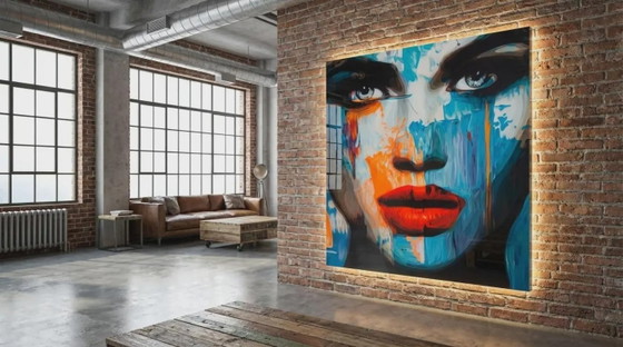 Modern Face – Ritratto femminile sensuale 3D | Quadro da parete 3D XXL 133 × 150 cm | Vetro acrilico 6 mm | (photo 6 of 7)