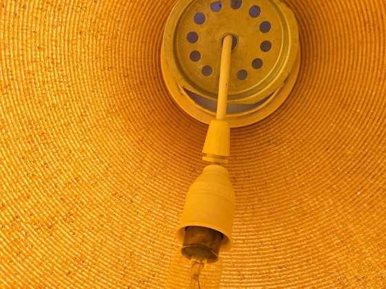 Image 1 of LUSTRE SUSPENSION BOULE VINTAGE 1960 ROTAFLEX RESINE ORANGE 60S 1960S SPACE AGE